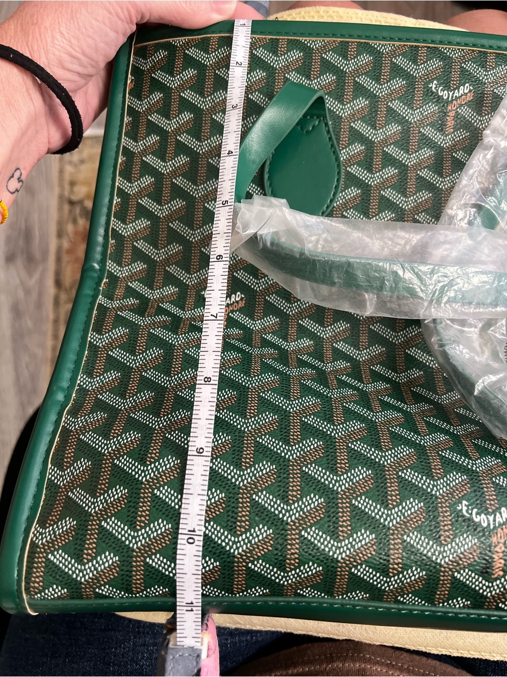 Forest Green Chevron Tote with Dark Green Trim Set - Picture 9 of 9